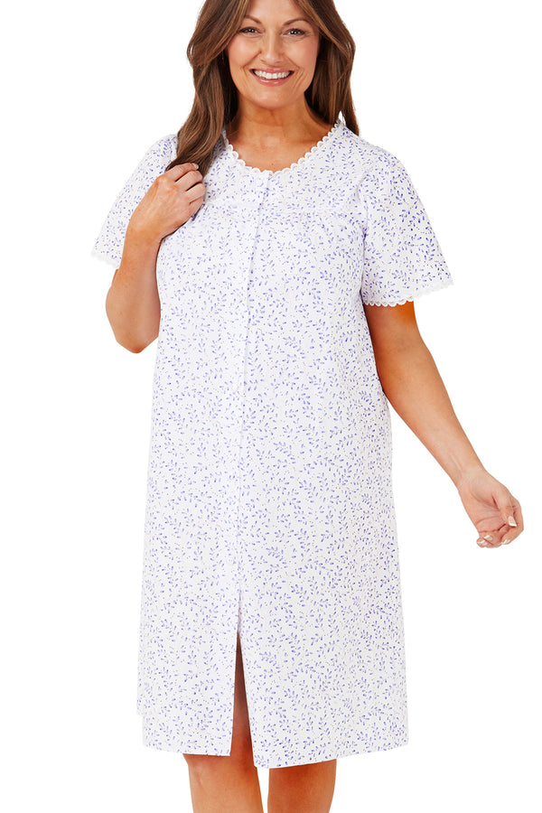 Swirl Leaf Button Through Easy-Care Nightdress