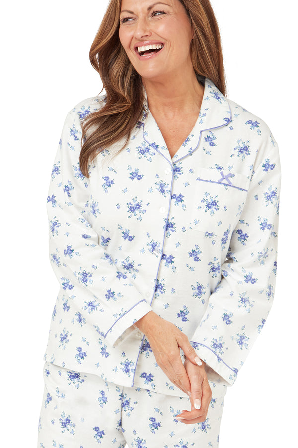 Floral Bouquet Print Cosy Wincyette  Revere Collar Pyjama