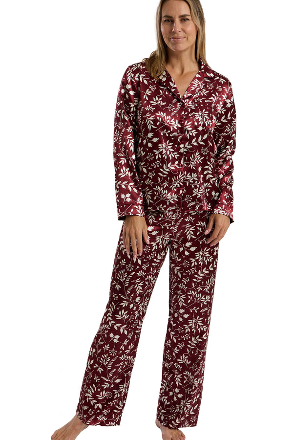 Alyson Printed Satin Revere Collar Pyjama