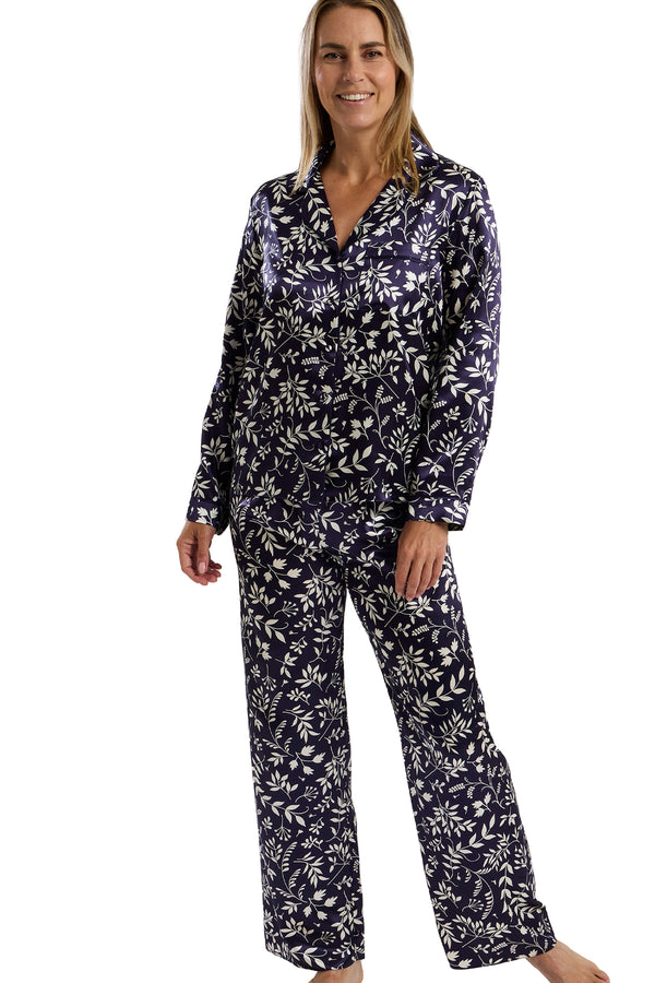 Alyson Printed Satin Revere Collar Pyjama