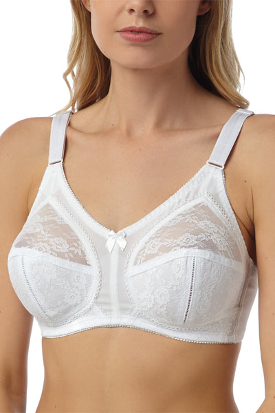 Marlon White Wire Free Partial Lace Full Cup Bra With Side Support
